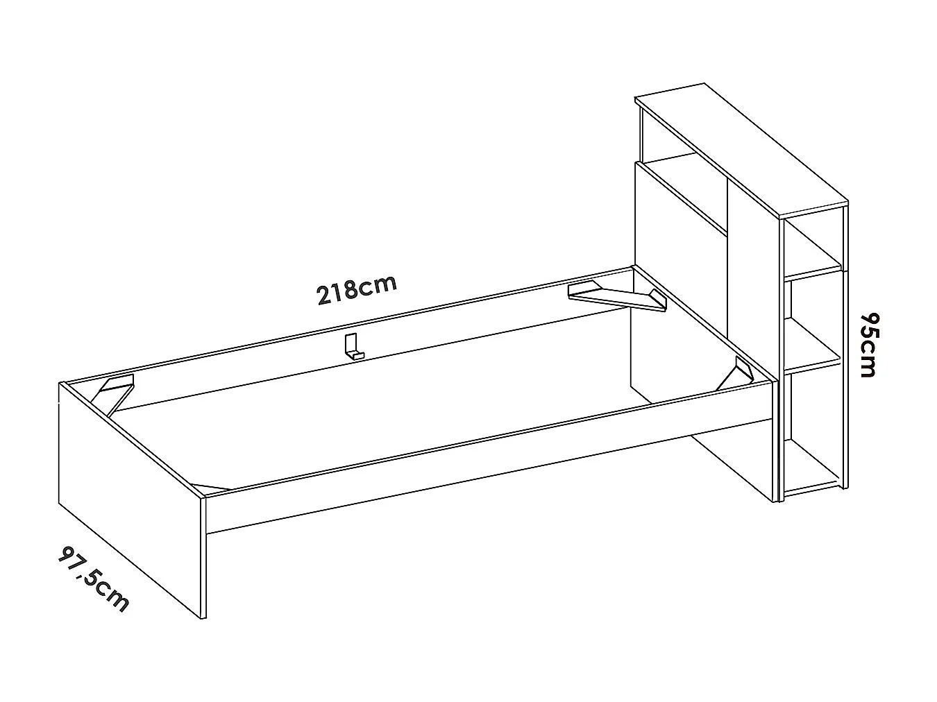 Tête de lit + structure de lit pour enfant en bois coloris blanc - Longueur 218 x Profondeur 97,50 x Hauteur 95 cm