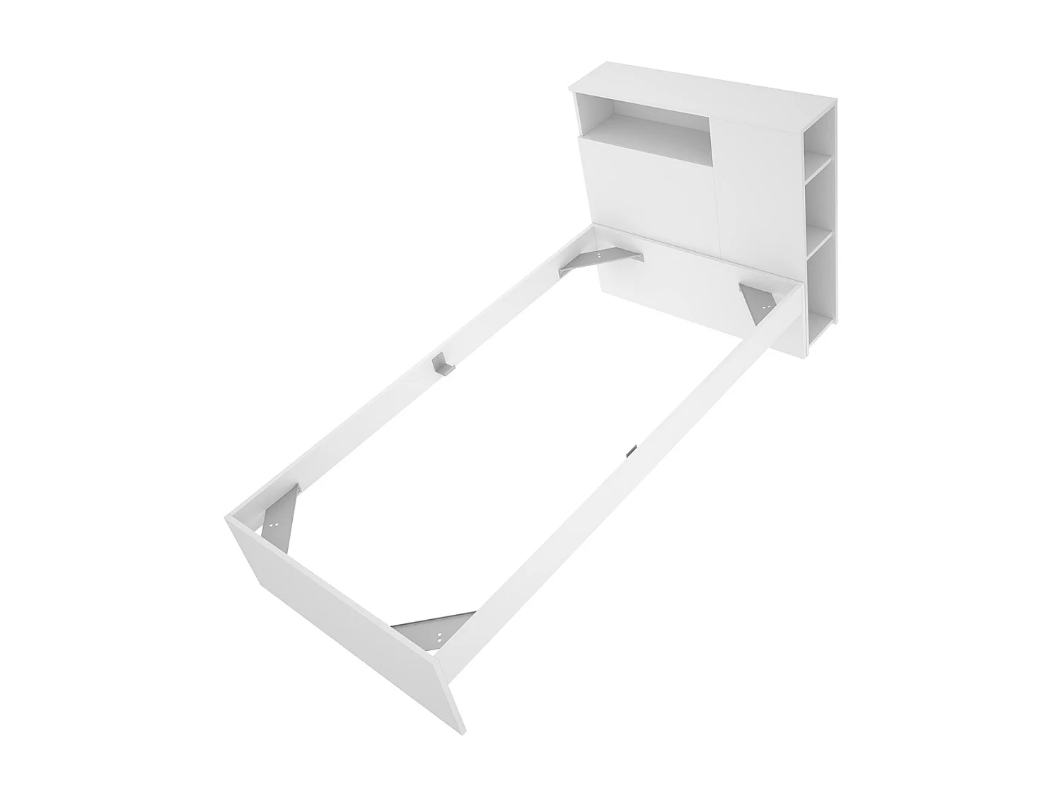 Tête de lit + structure de lit pour enfant en bois coloris blanc - Longueur 218 x Profondeur 97,50 x Hauteur 95 cm