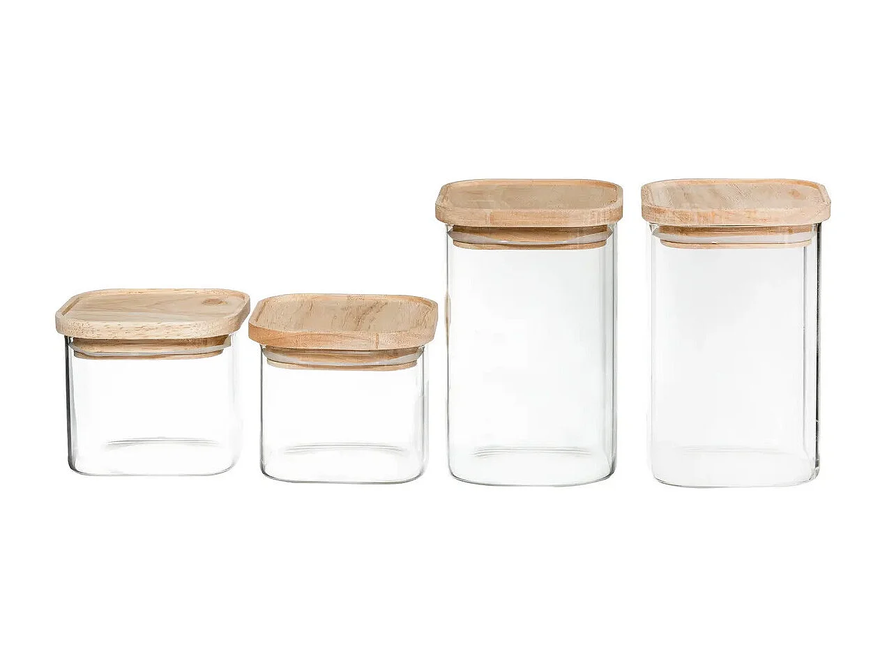 Set van 4 Stapelbare Glazen Potten van 15cm Transparant - Praktisch & Decoratief