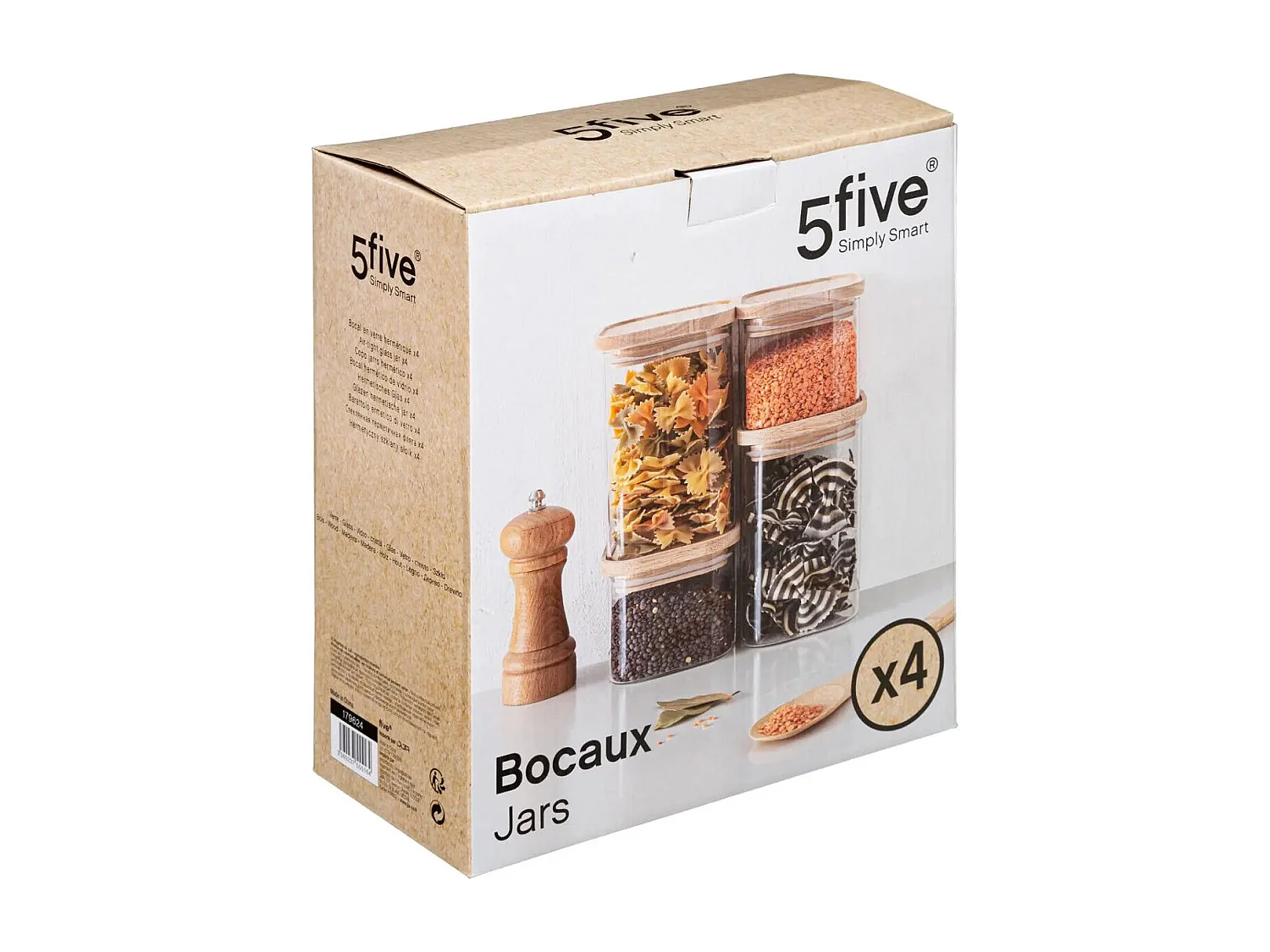 Set van 4 Stapelbare Glazen Potten van 15cm Transparant - Praktisch & Decoratief