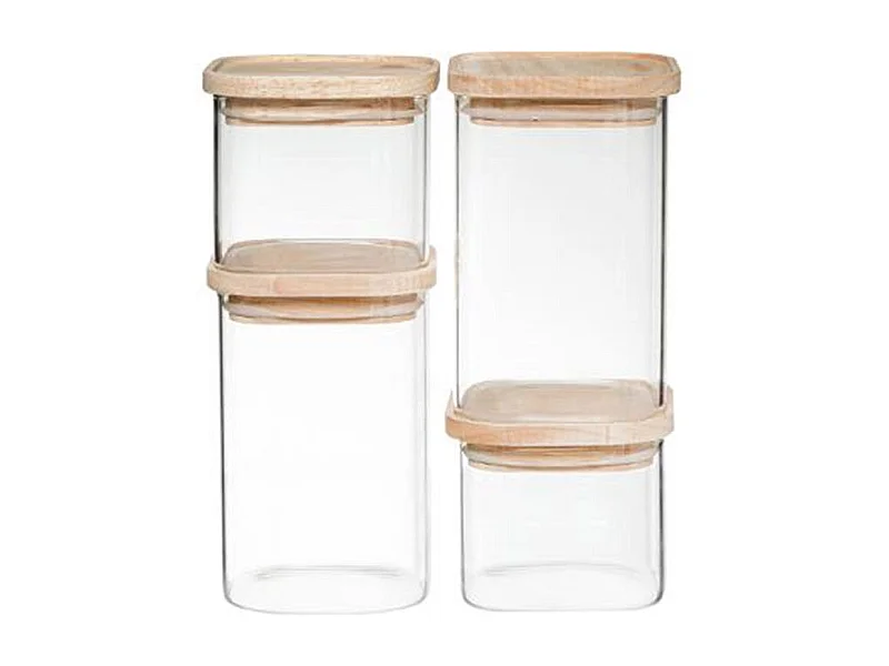 Lot de 4 Bocaux "Empilables" 15cm Transparent