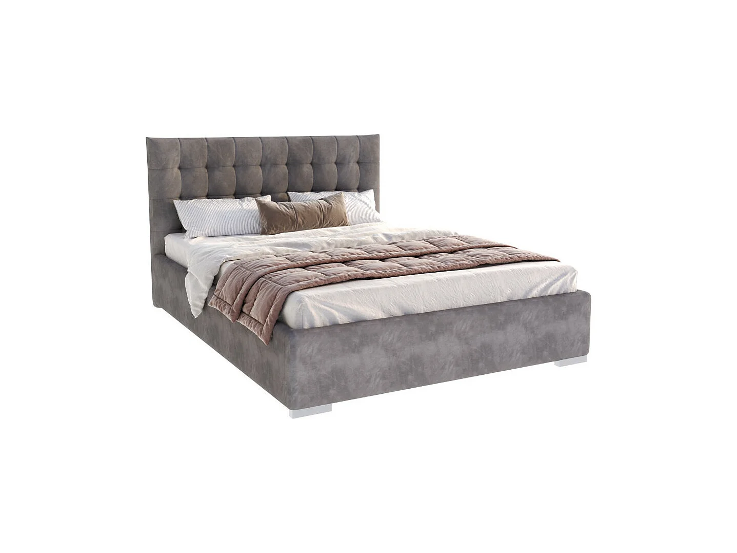 Lit coffre LUCERNO 140 x 190 cm avec sommier à lattes relevable Gris Foncé