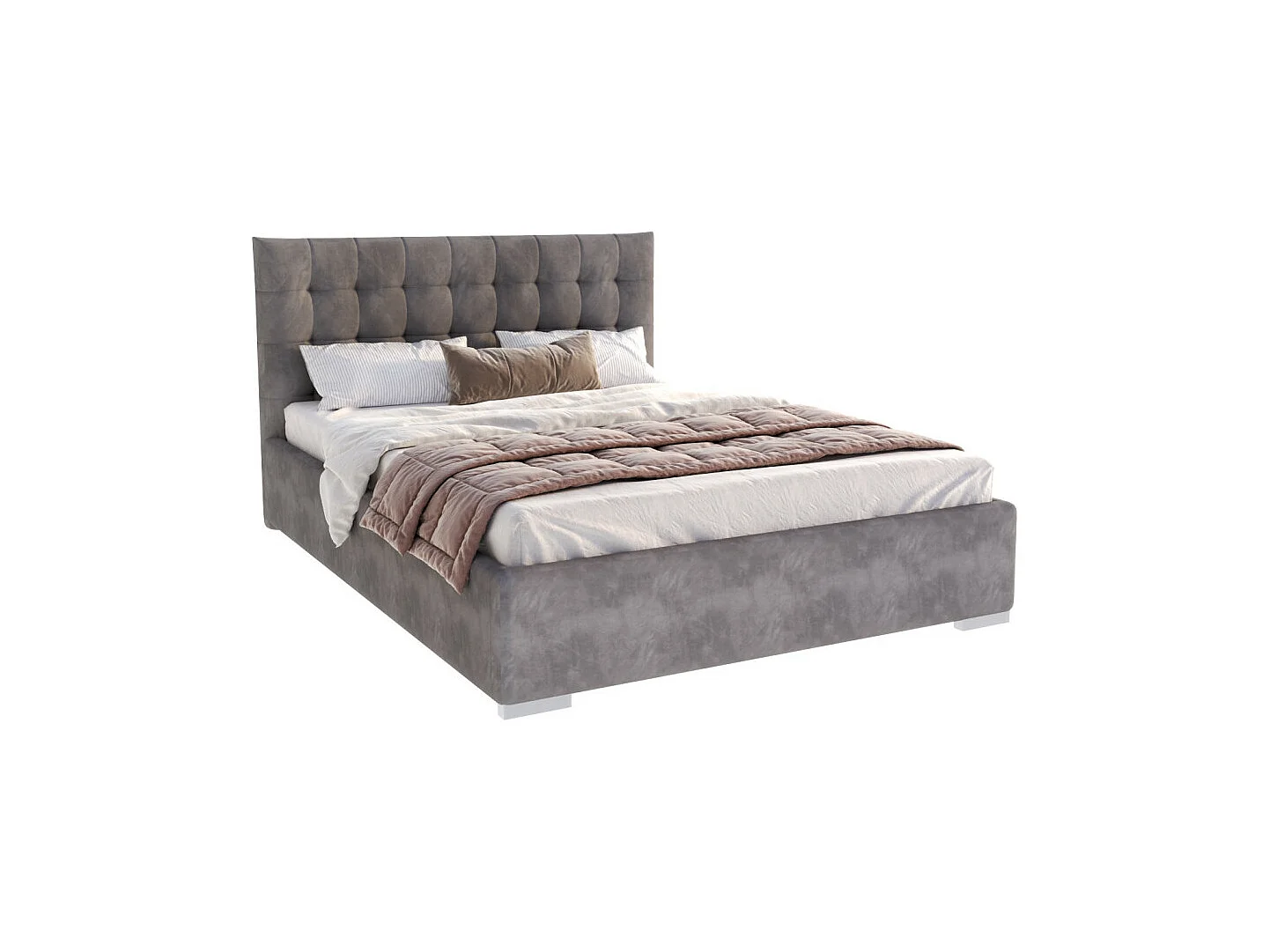 Lit coffre LUCERNO 140 x 190 cm avec sommier à lattes relevable Gris Foncé