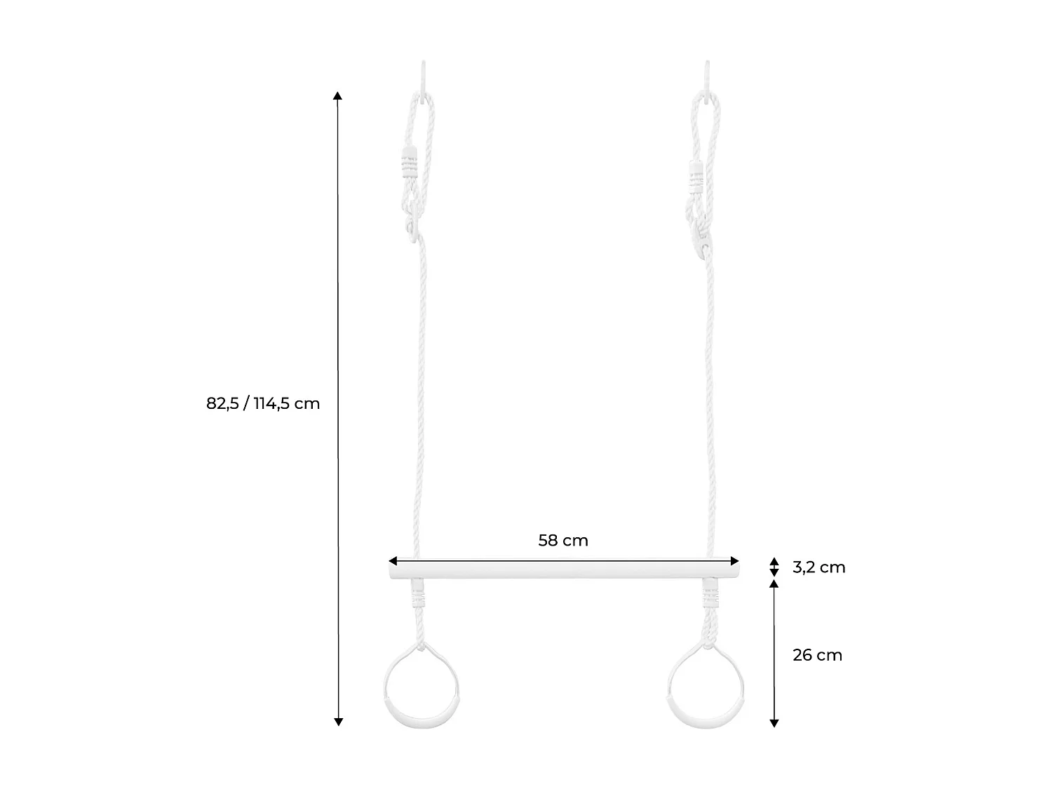 Trapezio in legno con anelli metallici per il cavalletto, verde