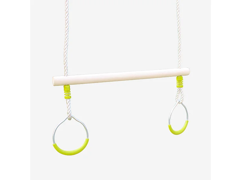 Trapezio in legno con anelli metallici per il cavalletto, verde