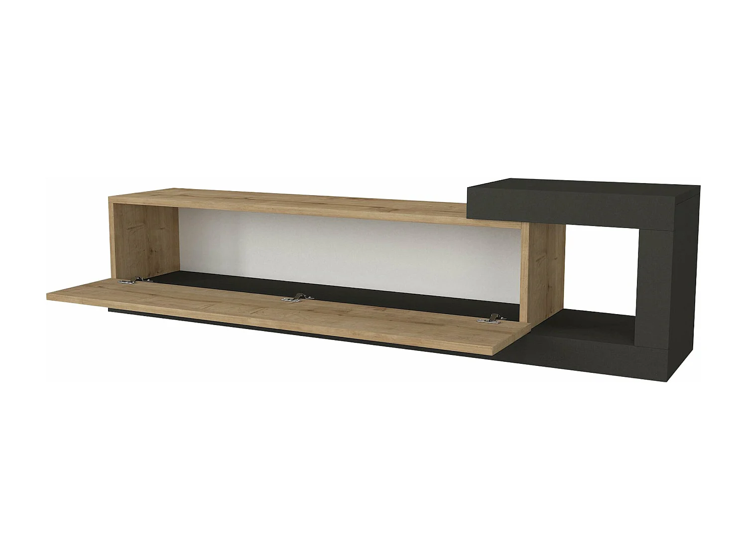 Móvel de TV de parede de design moderno 150 x 30 x 39 cm efeito carvalho antracite 03_0007800