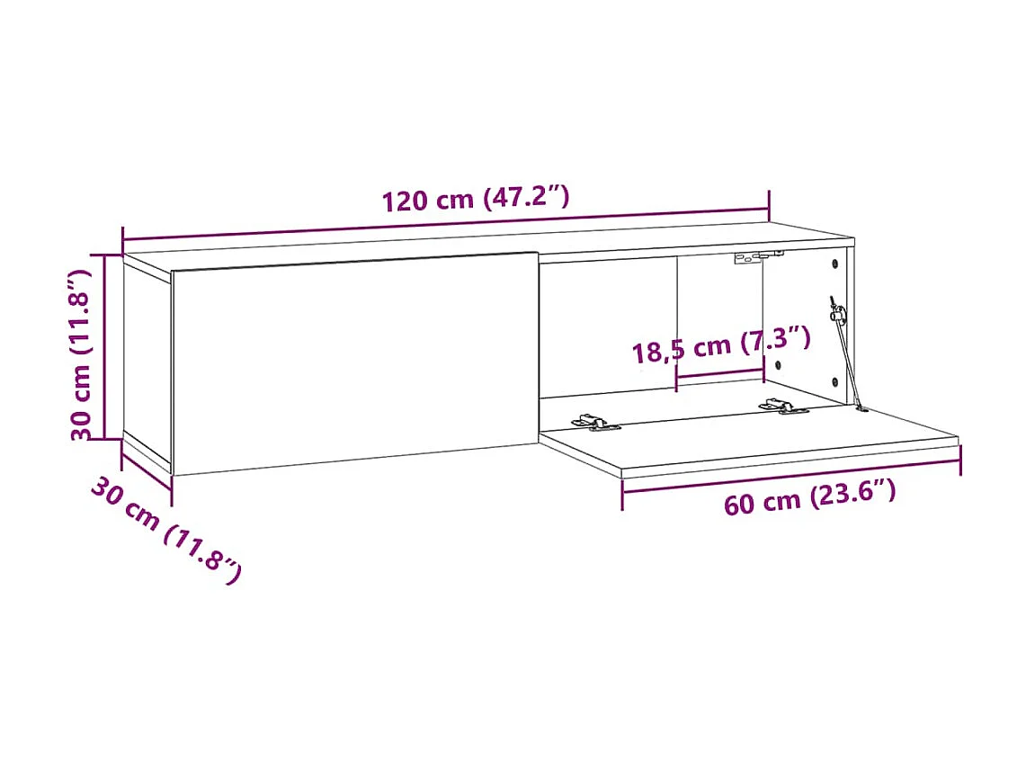Armoire murale TV chêne bois marron 120 x 30 x 30 cm 02_0024280
