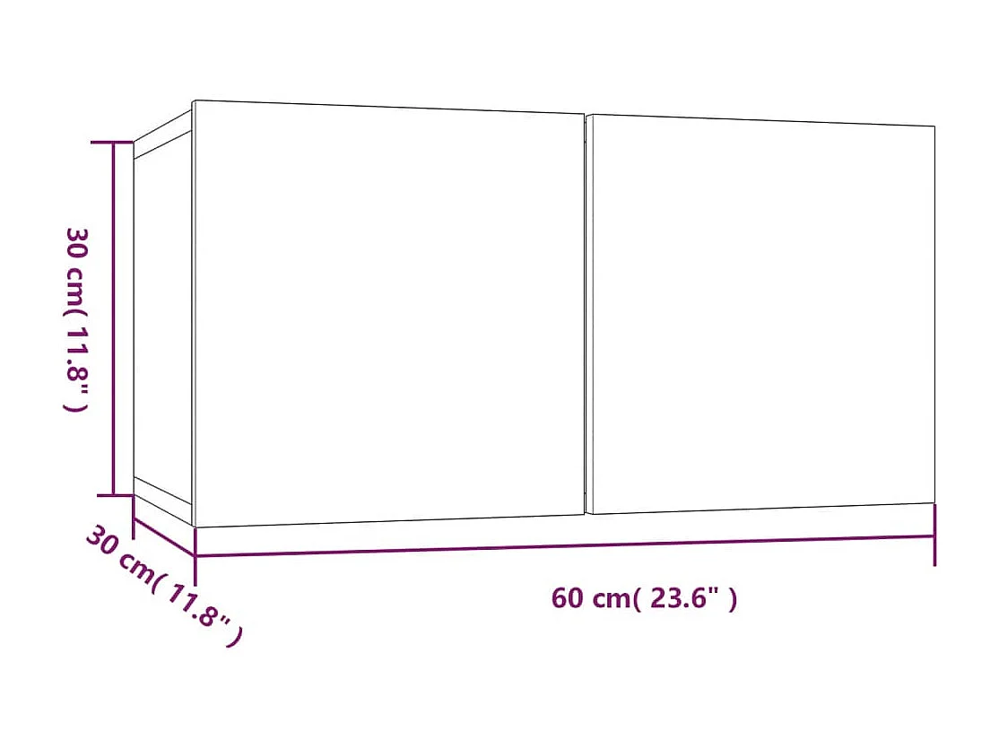 Armoire TV suspendue chêne bois marron 60 x 30 x 30 cm 02_0024284