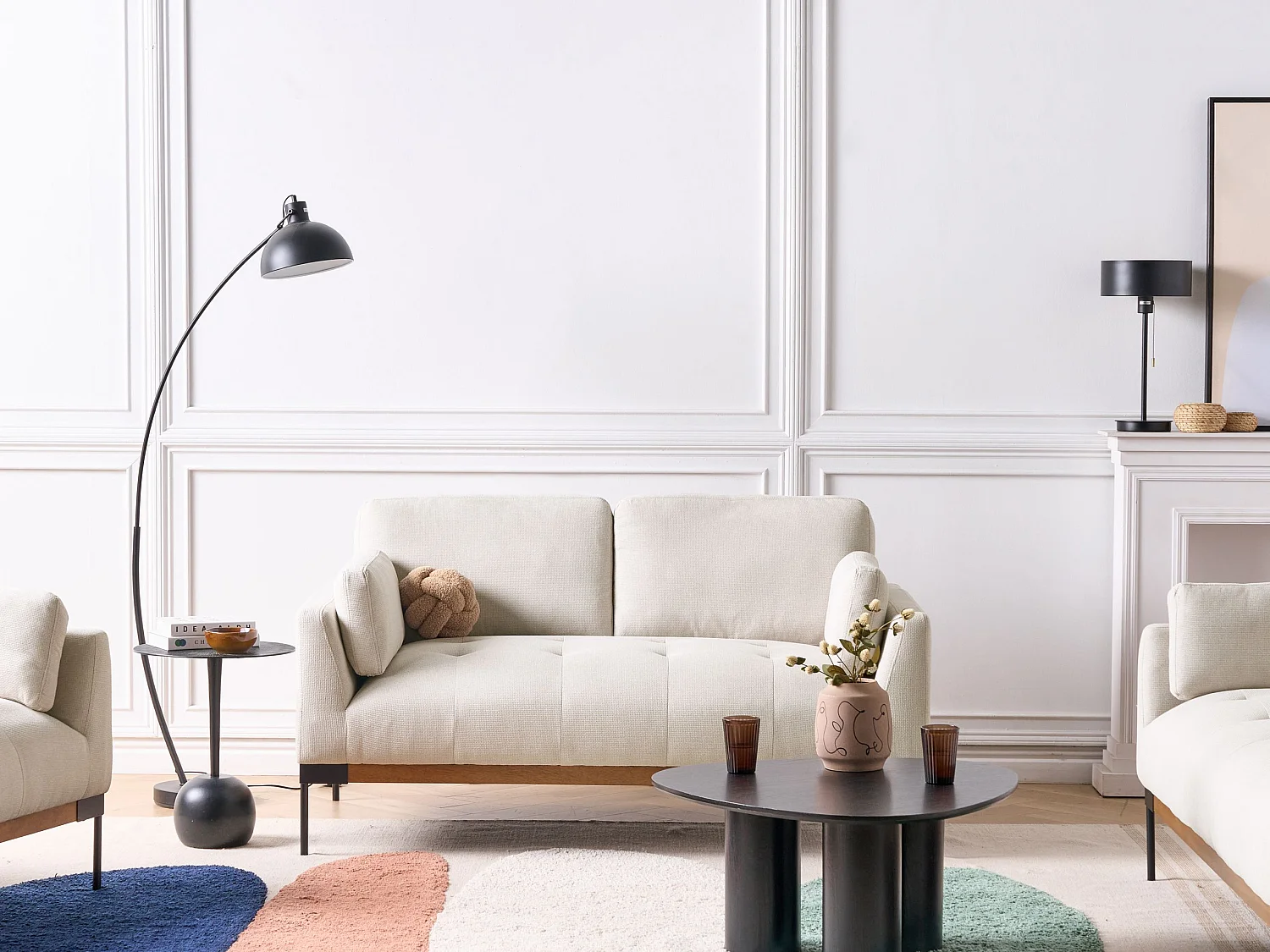 Divano SKAVEN Tessuto Beige chiaro 2 posti