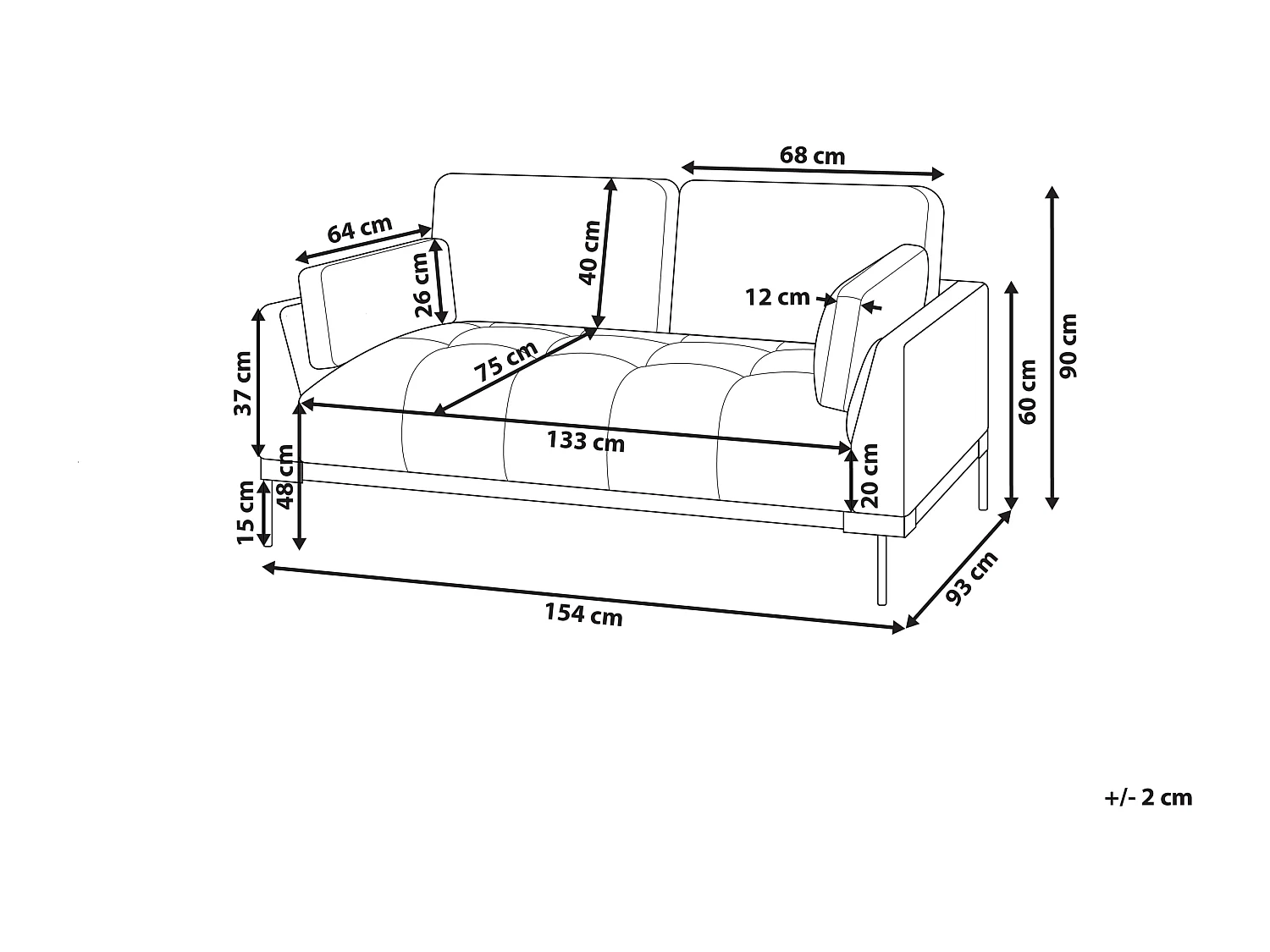 Divano SKAVEN Tessuto Beige chiaro 2 posti