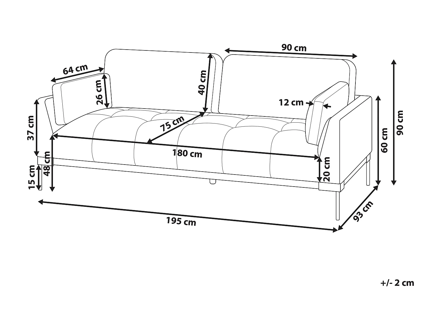 Divano SKAVEN Tessuto Beige chiaro 3 posti
