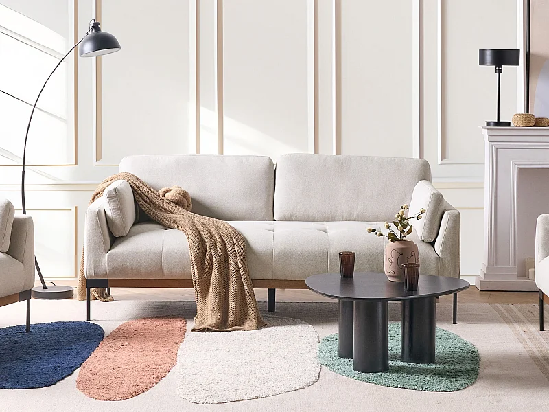 Canapé 3 places SKAVEN Tissu Beige clair