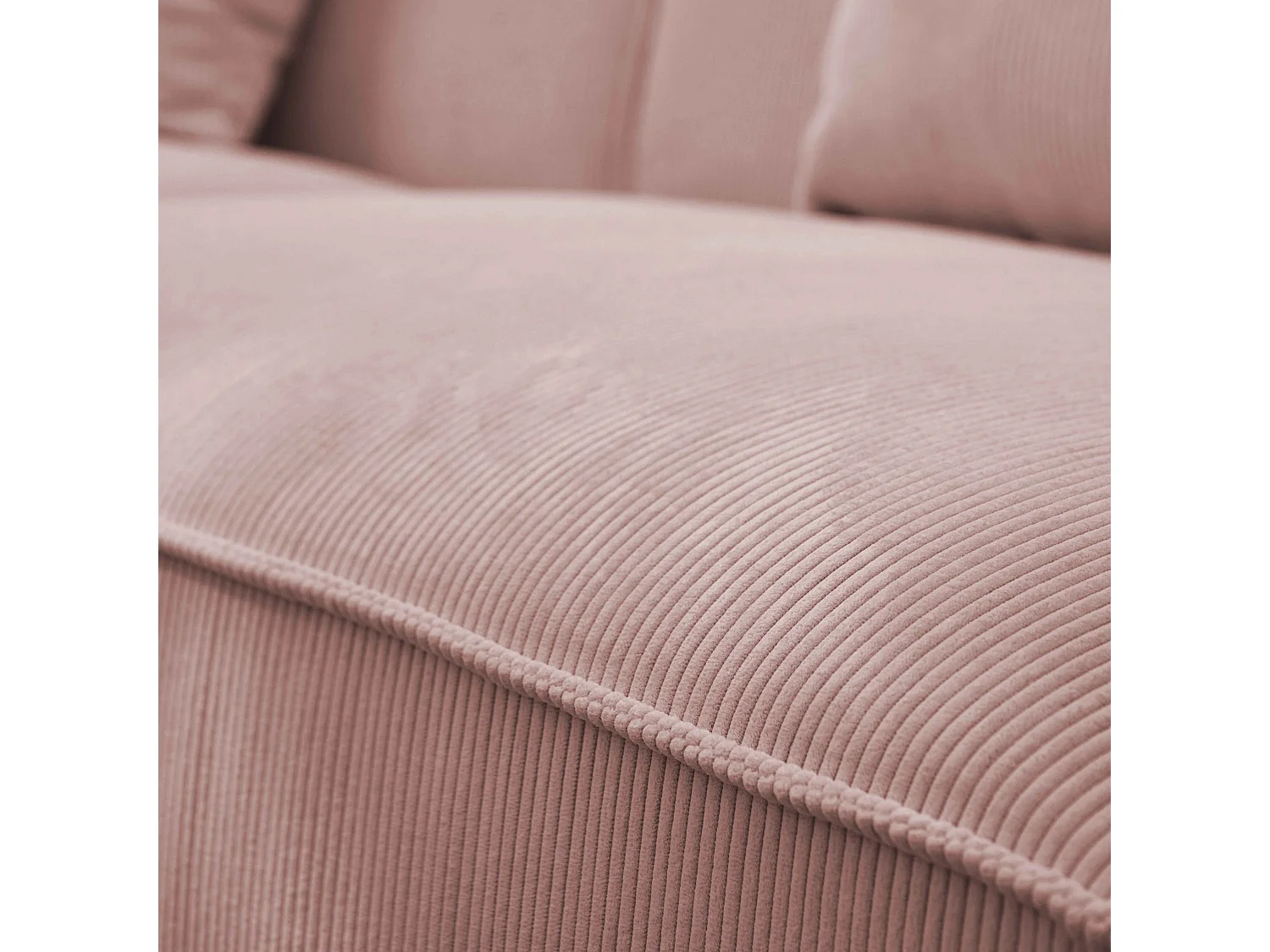 Canapé droit en velours côtelé 3 places rose L 230 cm