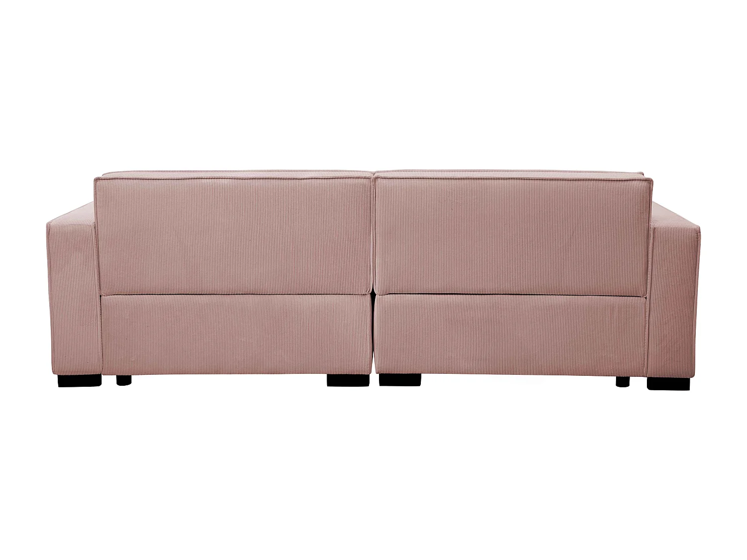 Canapé droit en velours côtelé 3 places rose L 230 cm