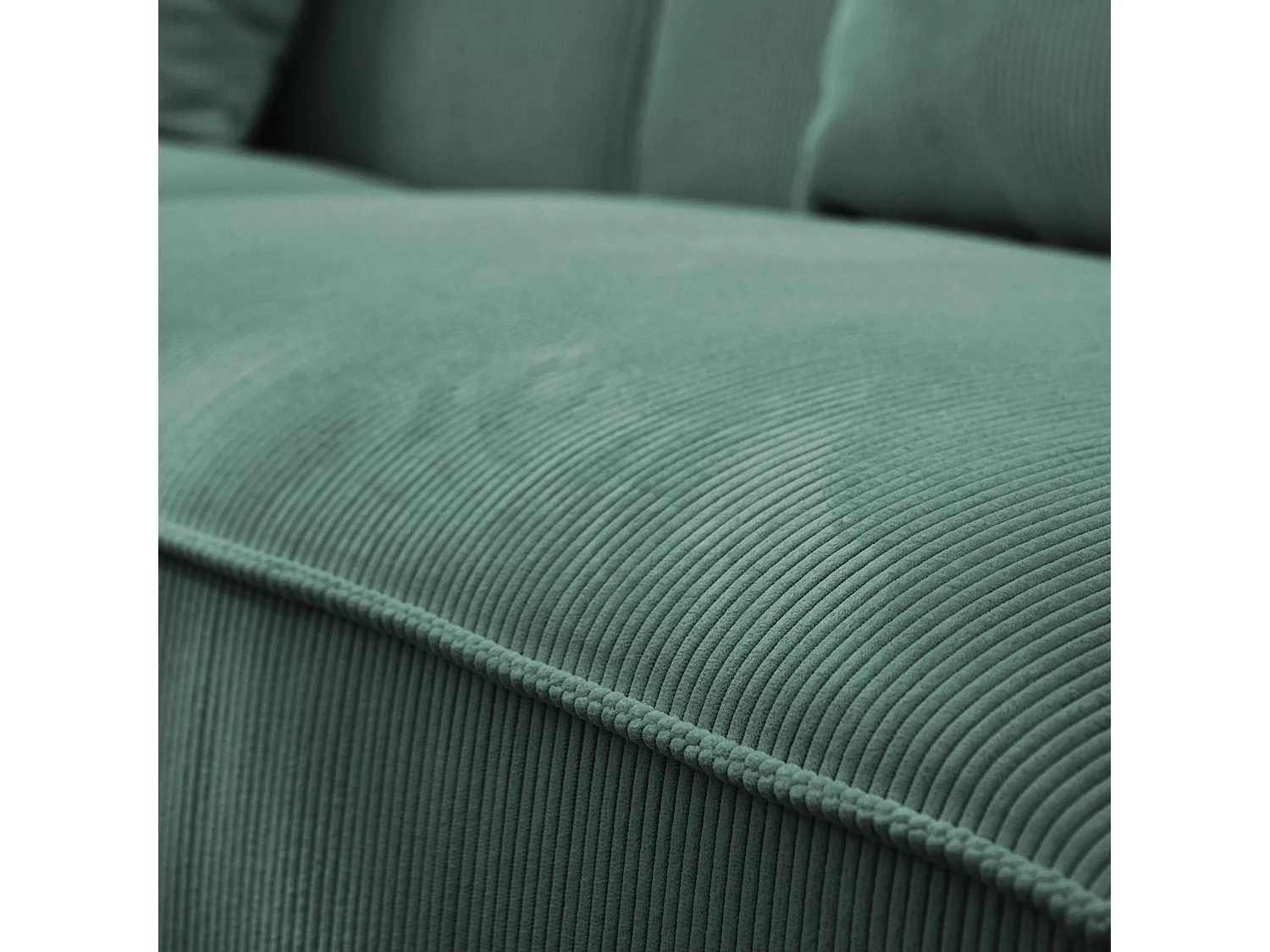 3-zits groene corduroy rechte bank L 230 cm