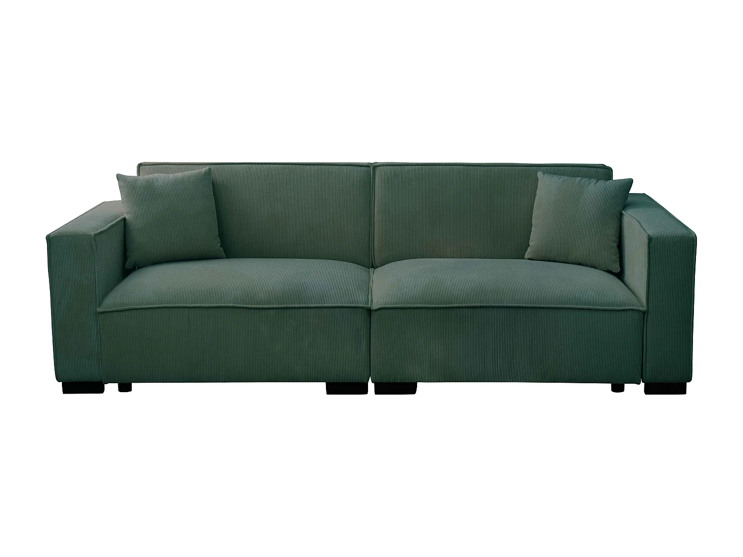 3-zits groene corduroy rechte bank L 230 cm