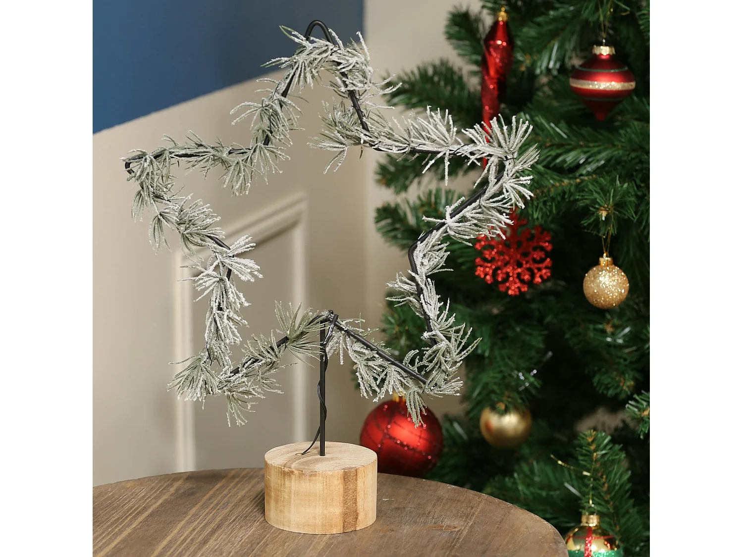 Décoration de Noël à poser étoile nature avec leds