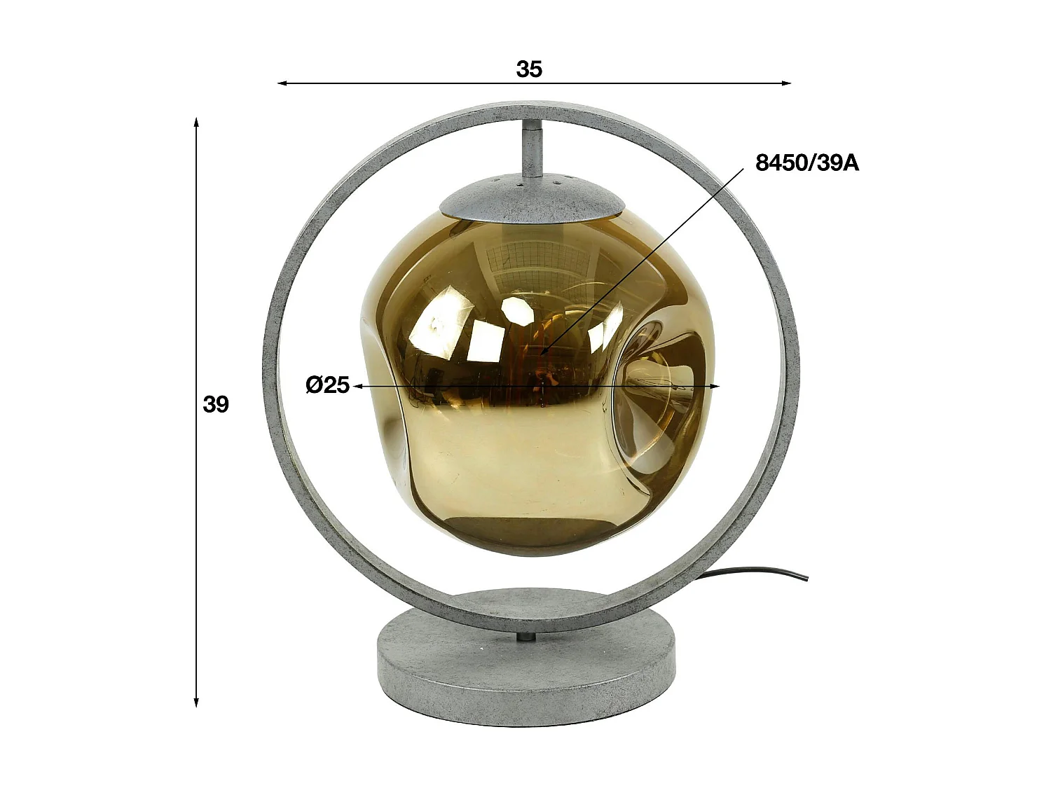 Lampe de table en verre déformé NIAGARA