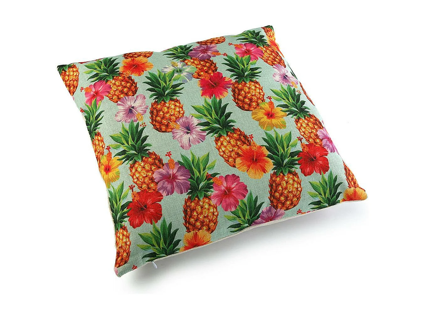 Coussin carré épais en tissu coloré motif ananas 45x15x45cm