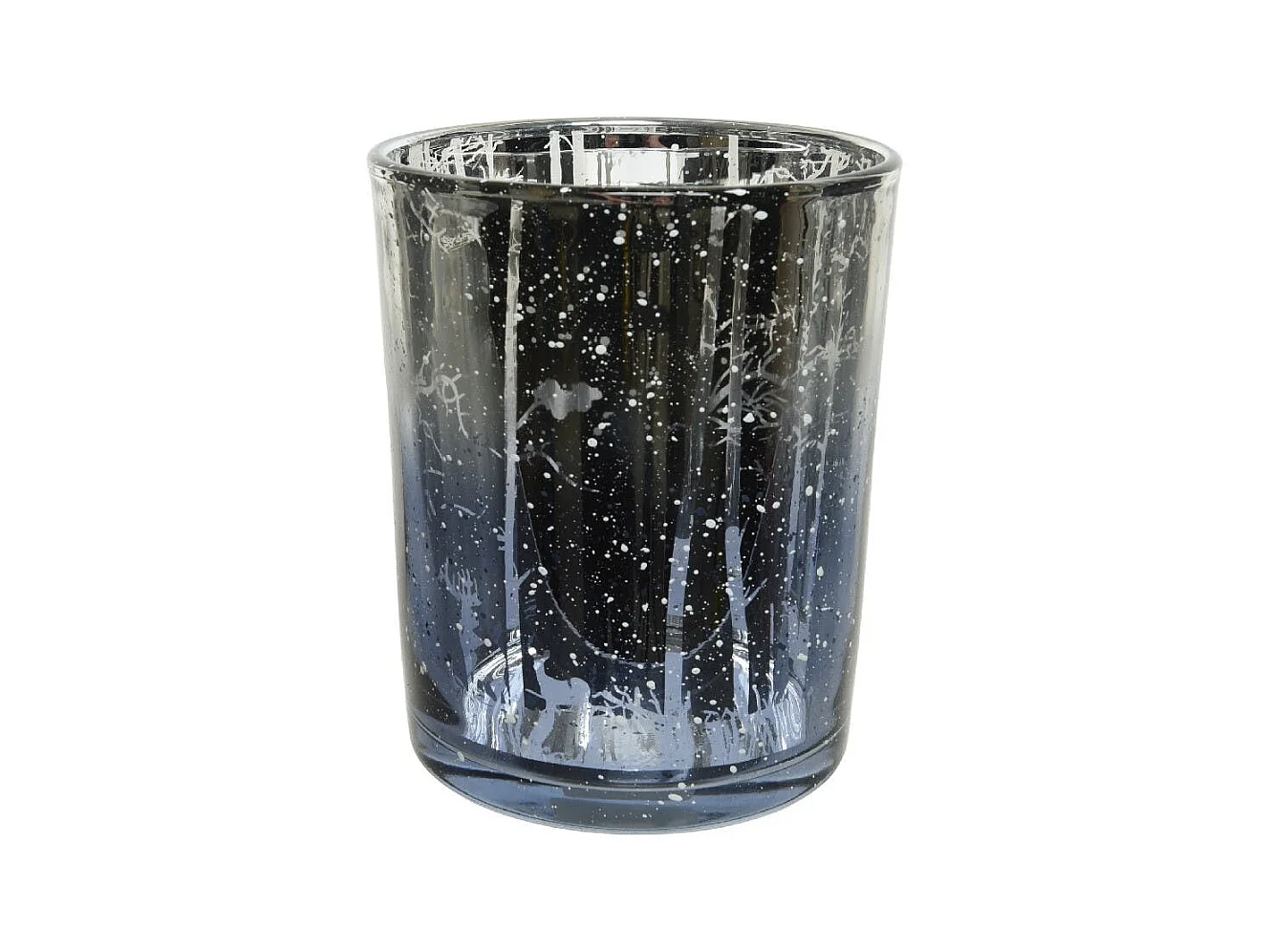 Photophore en verre bleuté finition neige 20 cm