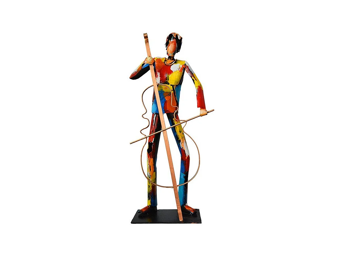 Sculpture moderne en métal peint contrebasse
