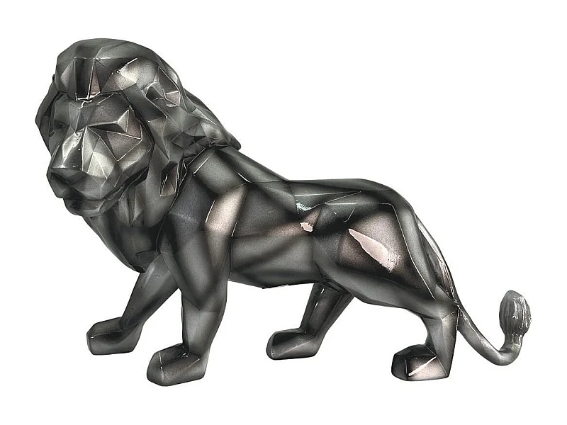 Sculpture moderne lion gris anthracite