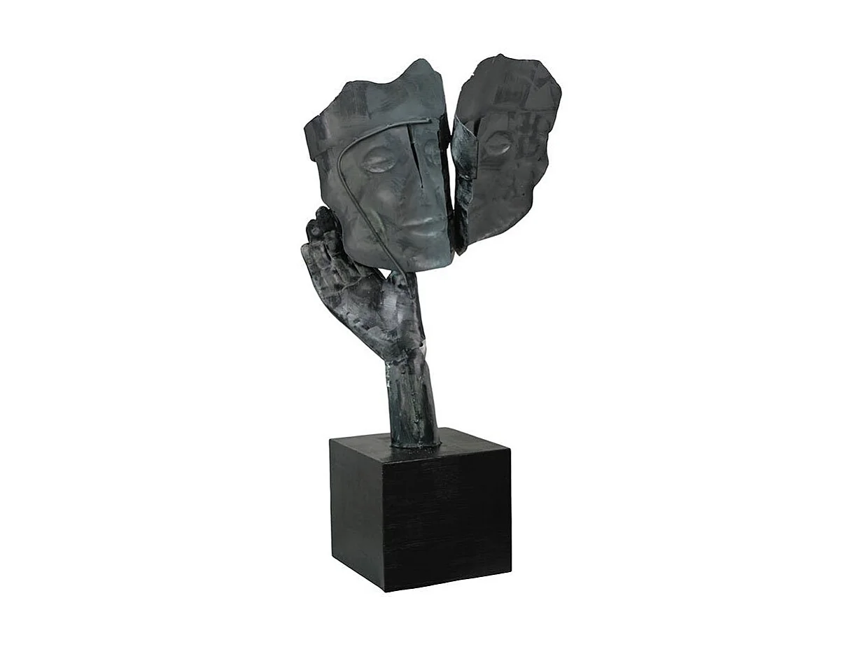 Sculpture moderne "Amore" argent socle noir