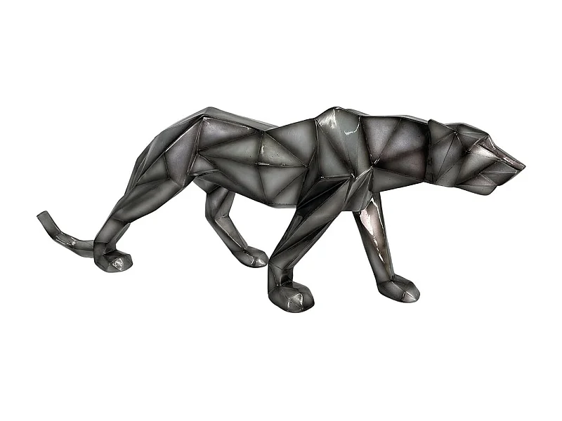 Sculpture moderne panthère gris anthracite 68 cm