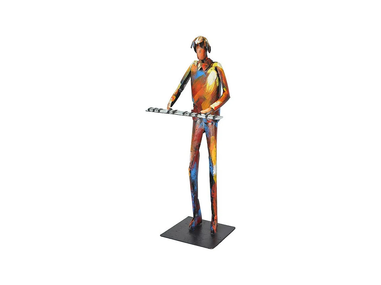Sculpture moderne en métal peint claviériste