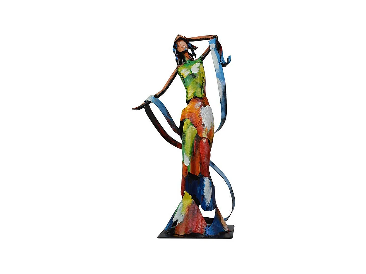 Statuette en métal peint femme