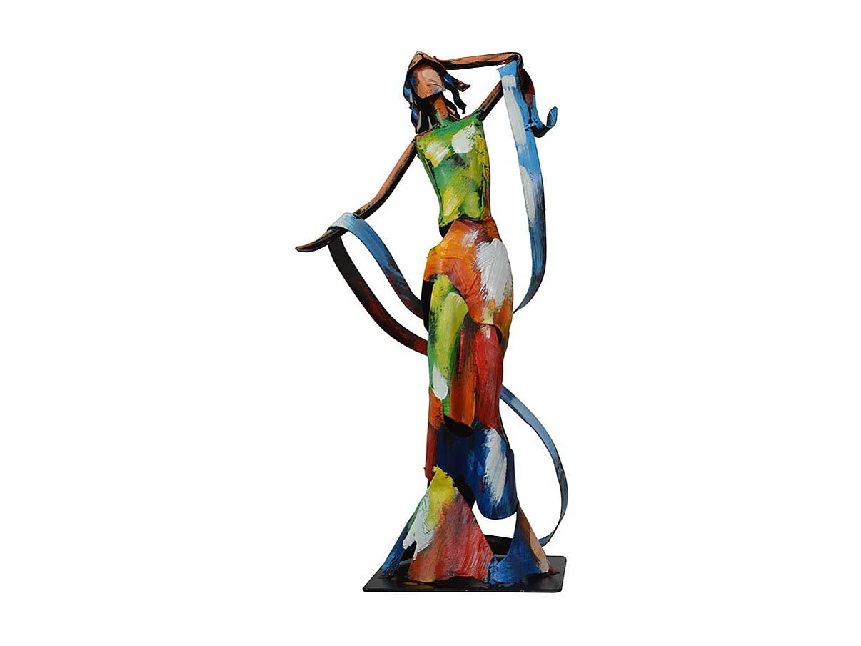 Statuette en métal peint femme