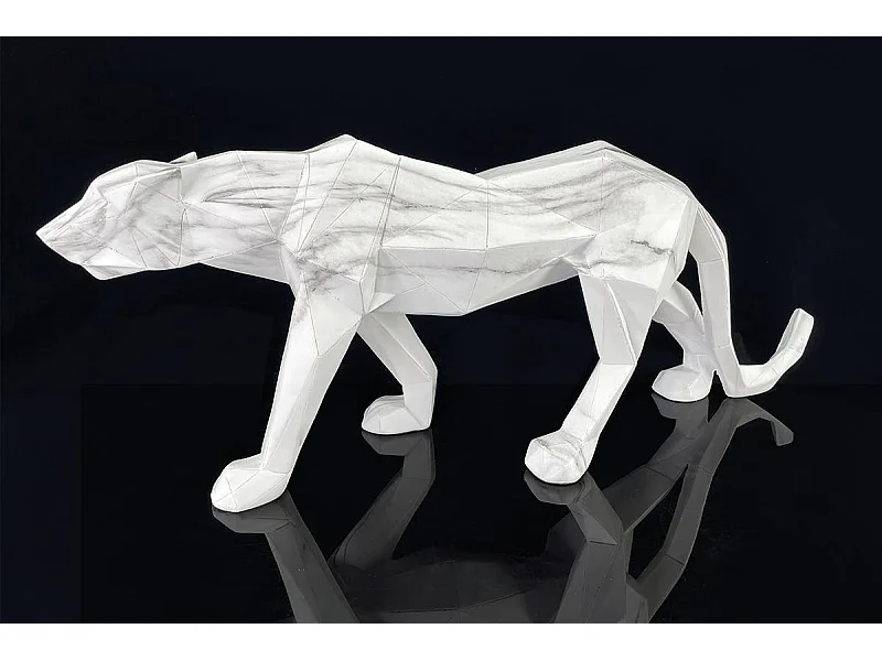 Sculpture moderne panthère blanche effet marbre 68 cm