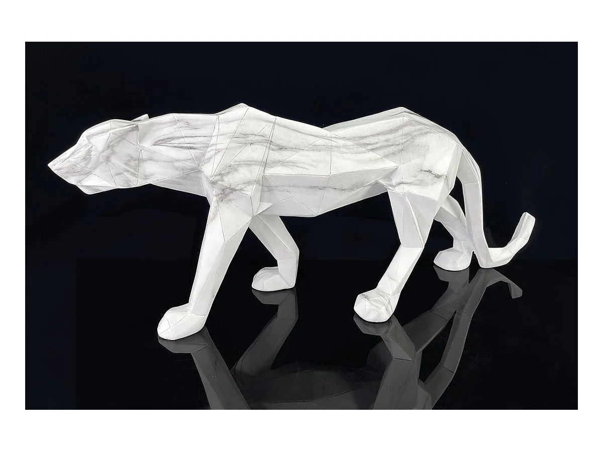 Sculpture moderne panthère blanche effet marbre 68 cm