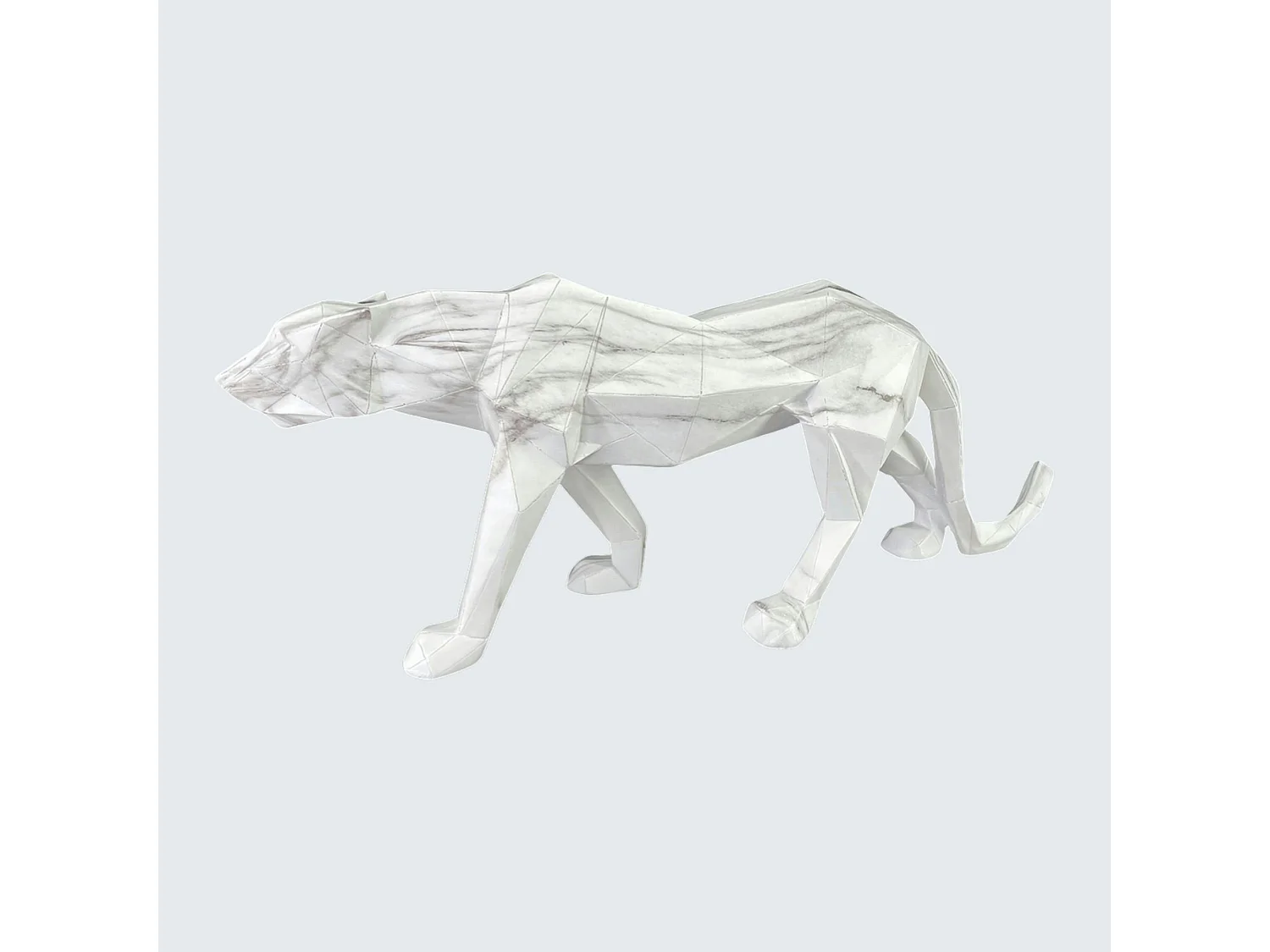 Sculpture moderne panthère blanche effet marbre 68 cm