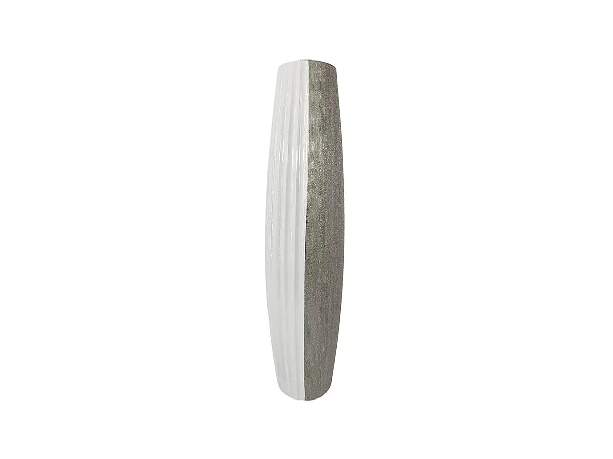 Grand vase décoratif blanc et argent