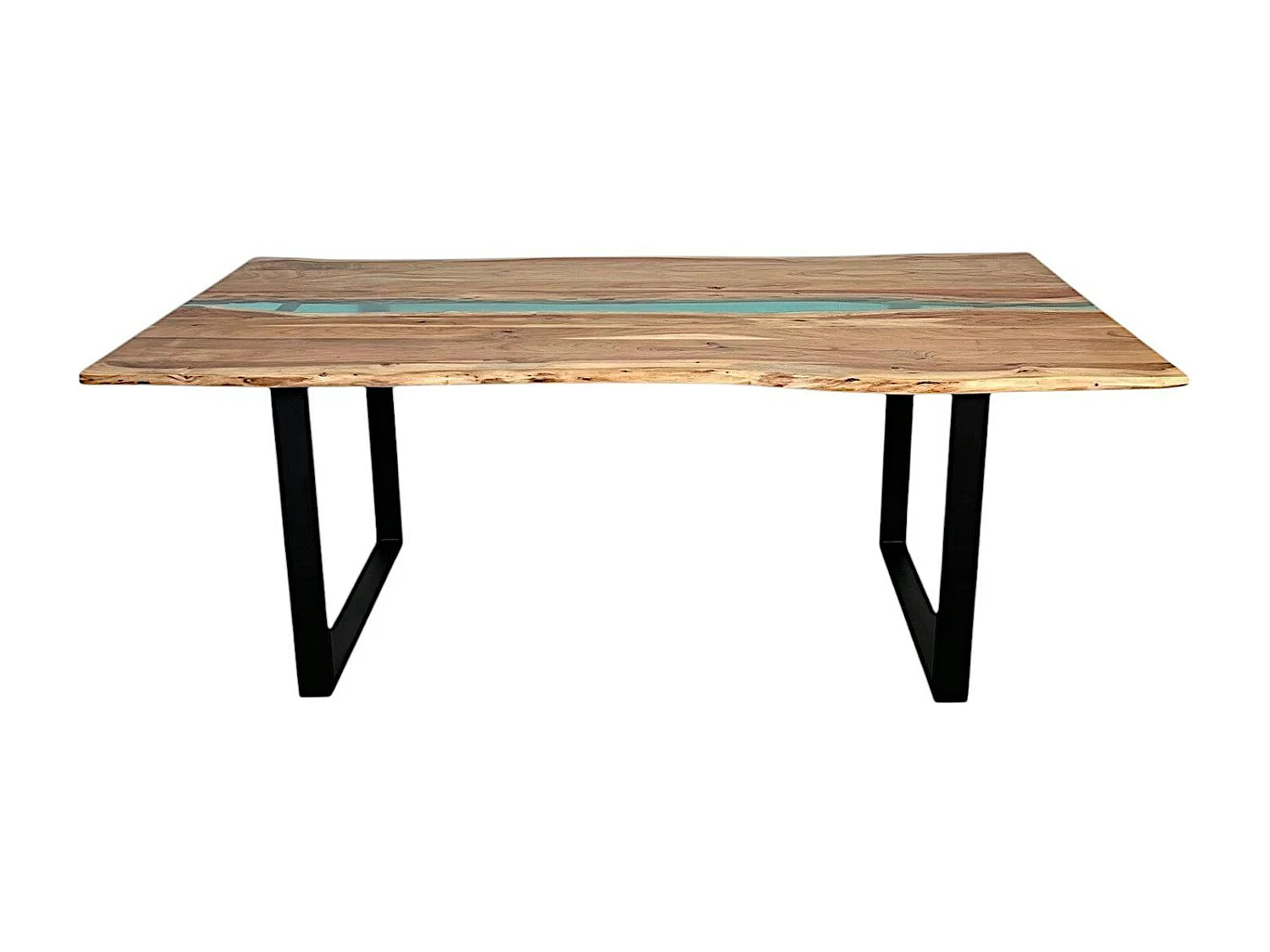 Table rivière epoxy lagon et bois d'acacia 200 cm BORA