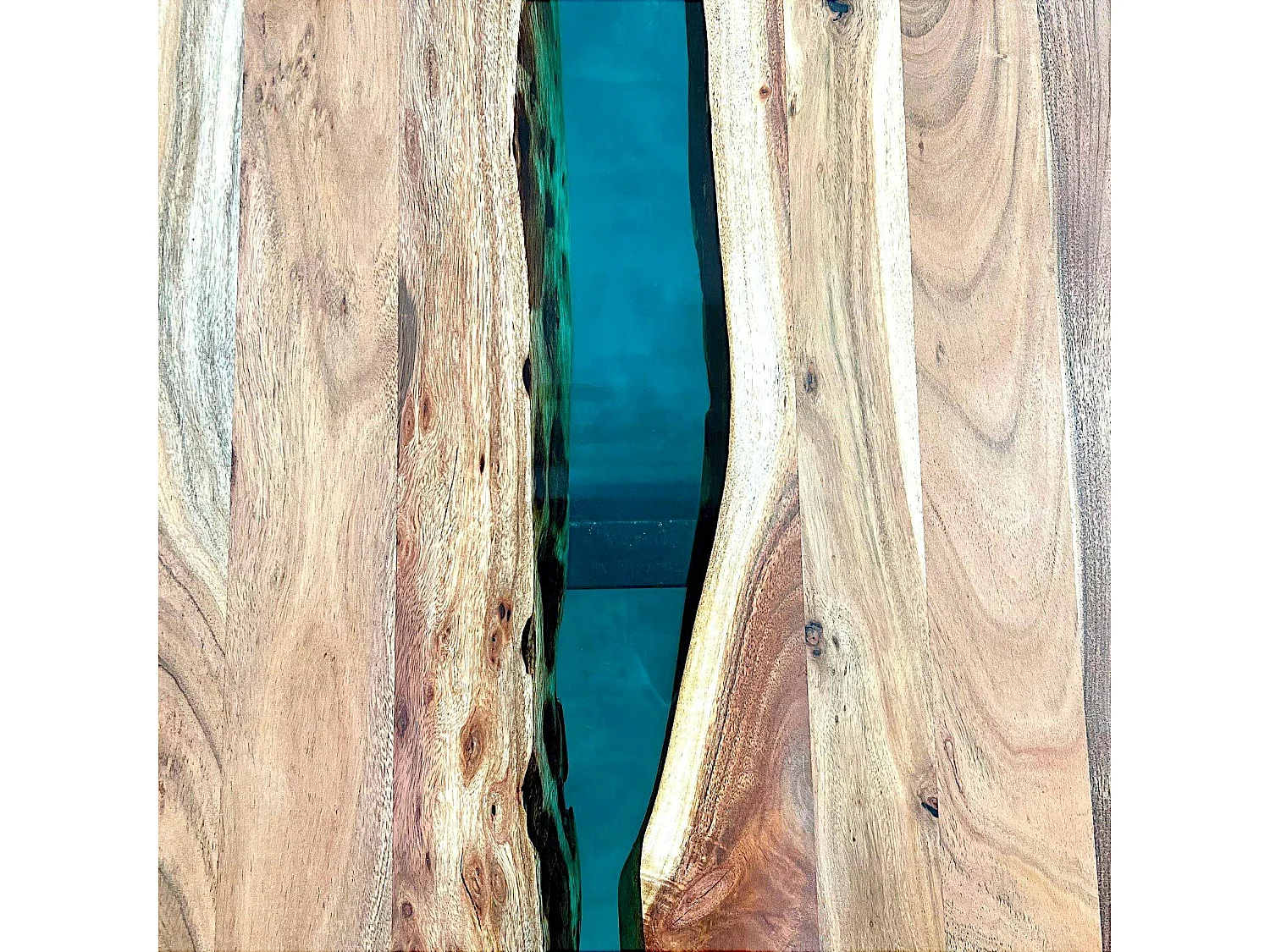 Table rivière epoxy lagon et bois d'acacia 200 cm BORA