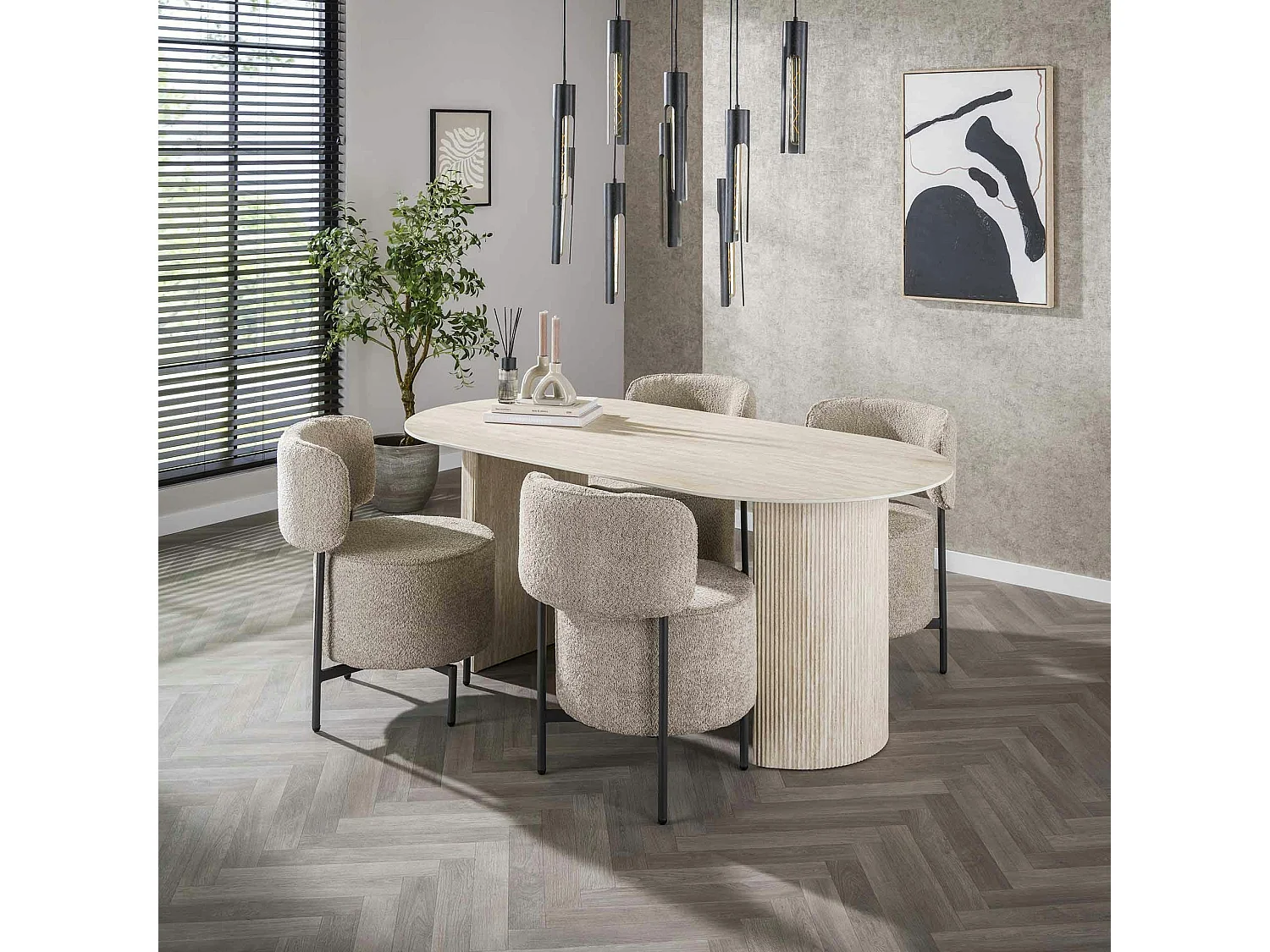 Table à manger en céramique – pieds colonne, 180 cm ASCOLI