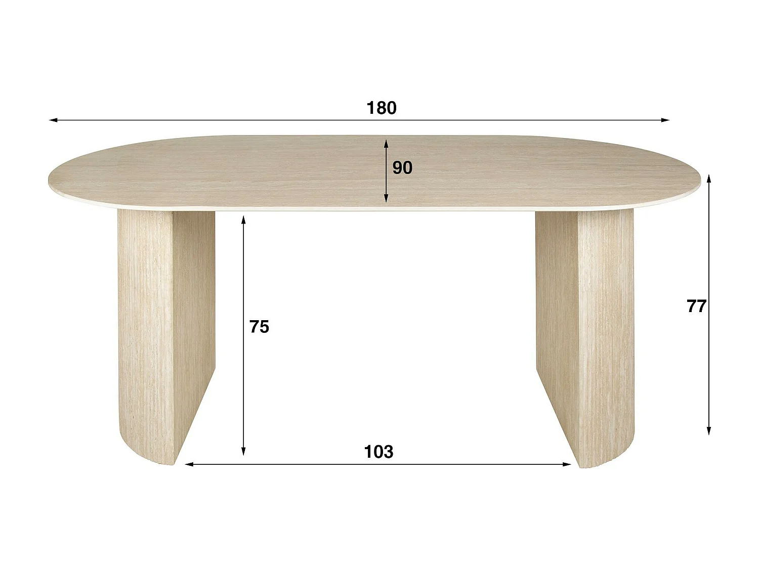 Table à manger en céramique – pieds colonne, 180 cm ASCOLI