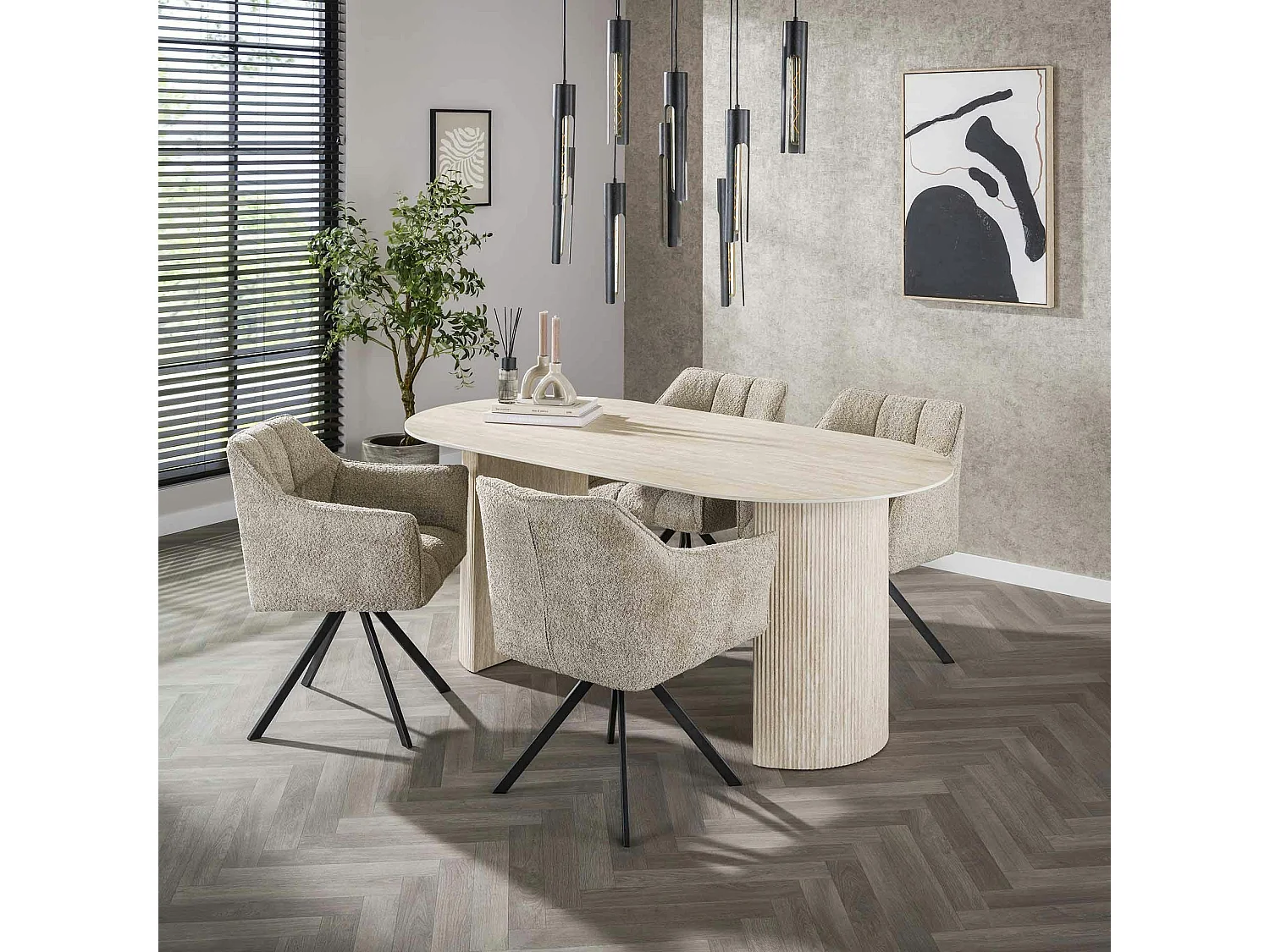 Table à manger en céramique – pieds colonne, 180 cm ASCOLI