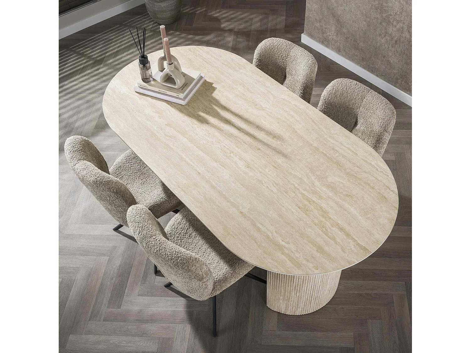 Table à manger en céramique – pieds colonne, 180 cm ASCOLI