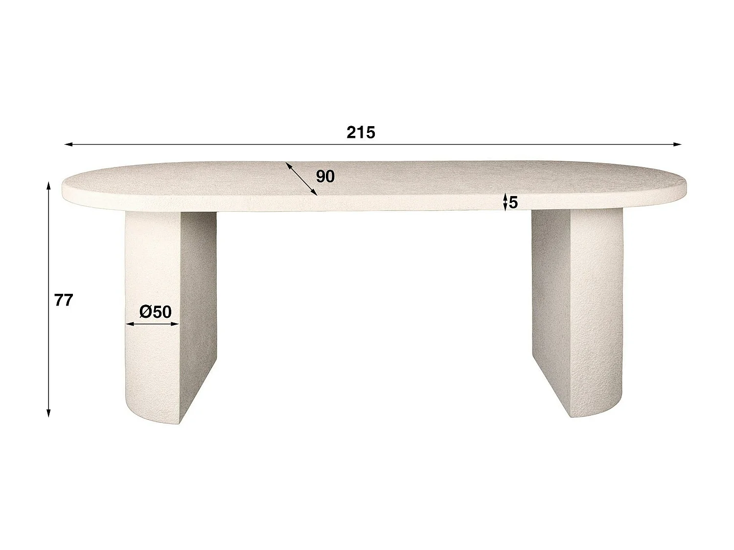 Table à manger blanche en marbre composite 215 cm TAJ