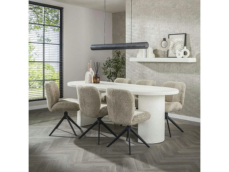 Table à manger blanche en marbre composite 215 cm TAJ