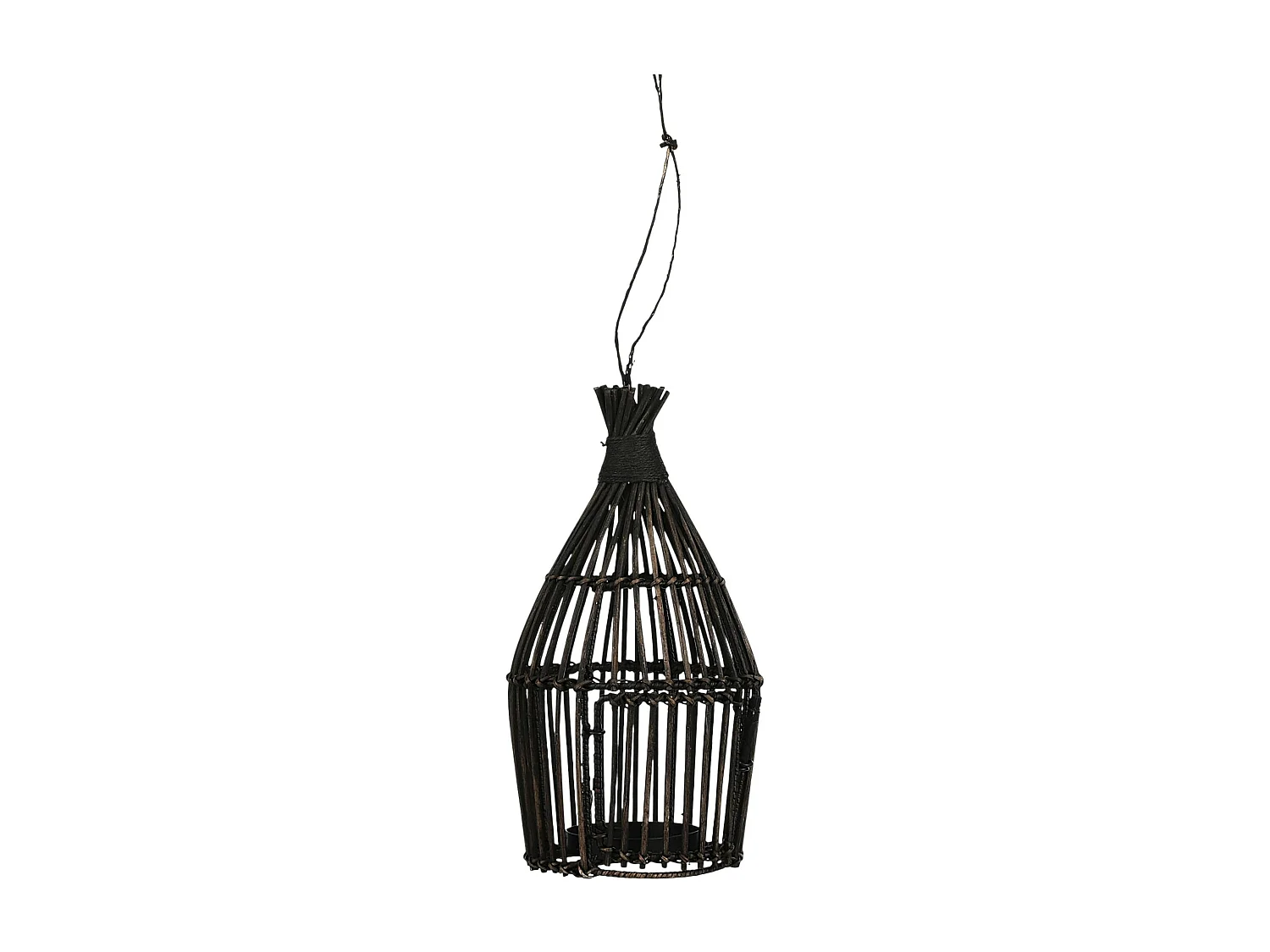 Lanterne rattan noir à suspendre H 35 cm
