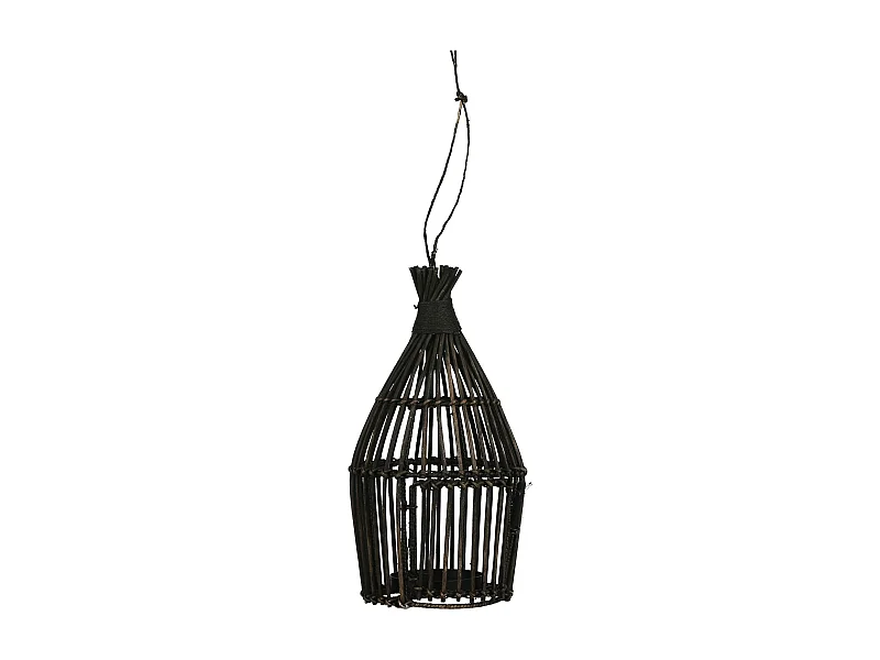Lanterne rattan noir à suspendre H 35 cm