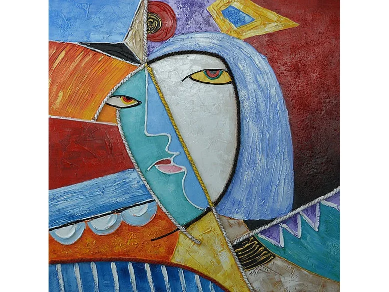Tableau abstrait visage déconstruit 100x100