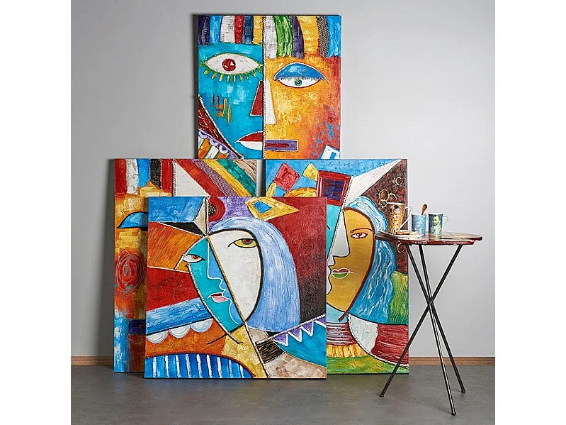 Tableau abstrait visage déconstruit 100x100