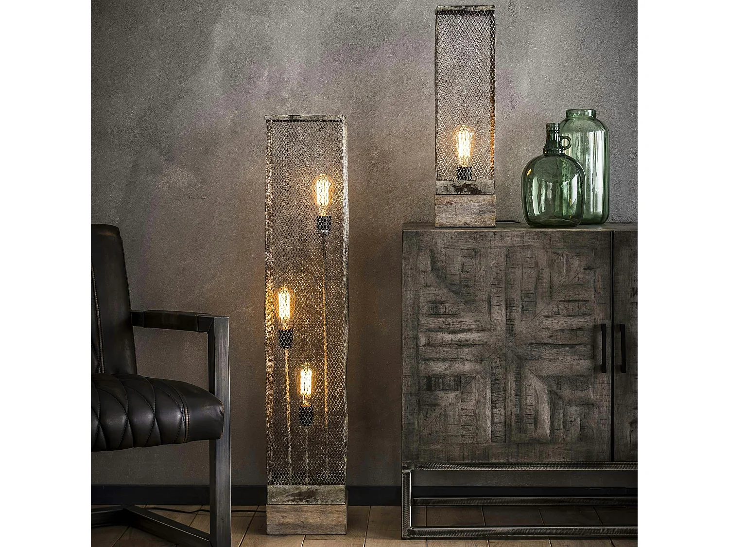 Lampe colonne industrielle effet maille GM TRIBECA