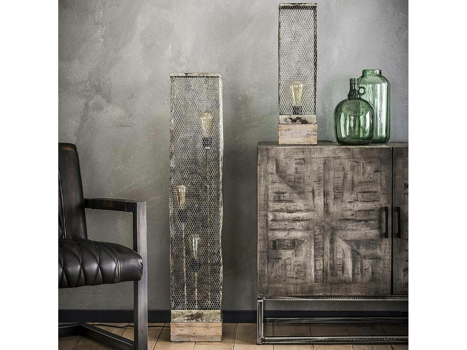 Lampe colonne industrielle effet maille GM TRIBECA