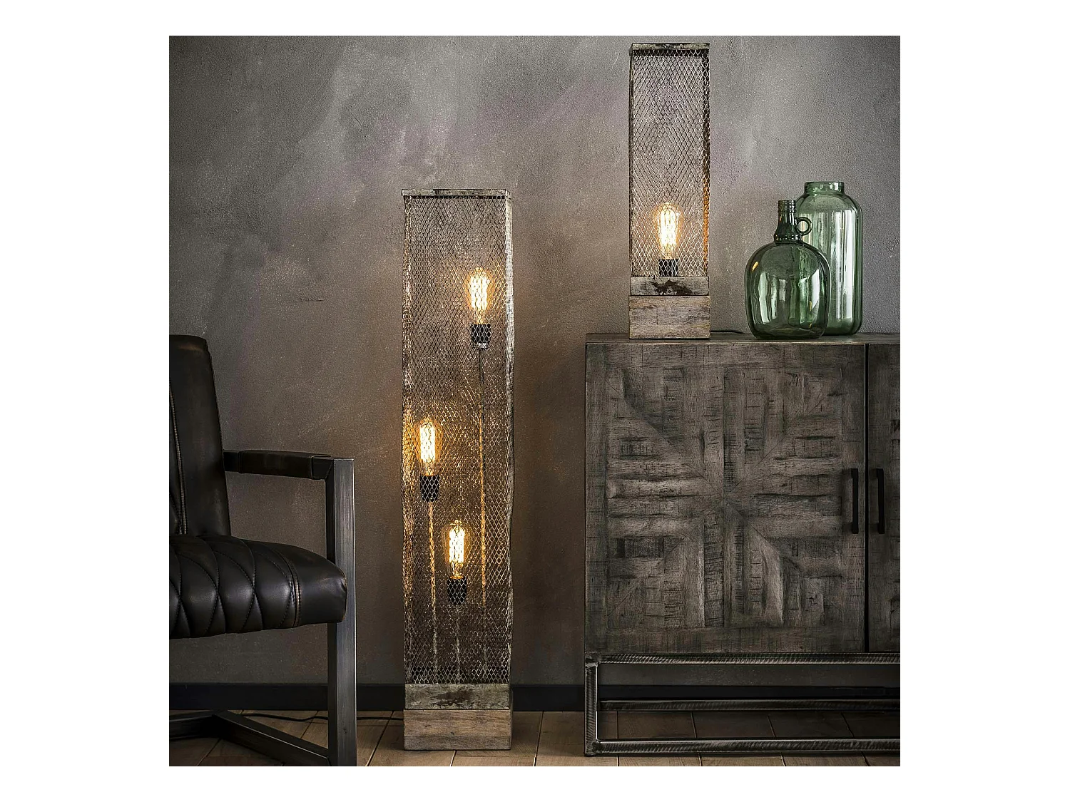 Lampe colonne industrielle effet maille GM TRIBECA